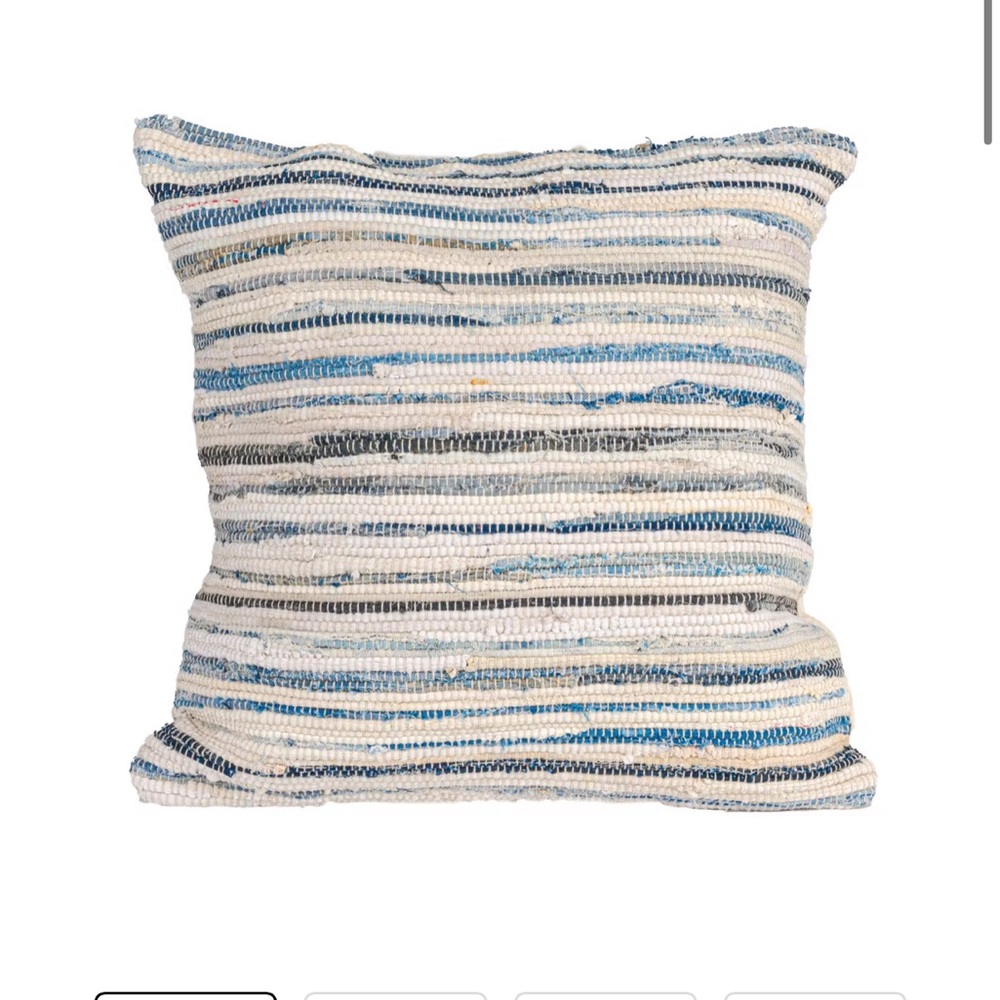 24” Cotton and Canvas Chindi Pillow Cover